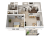 1 Bed 1 Bath H Floor Plan 1 Bed 1 Bath H Floor Plan at Kendall Park, Ohio